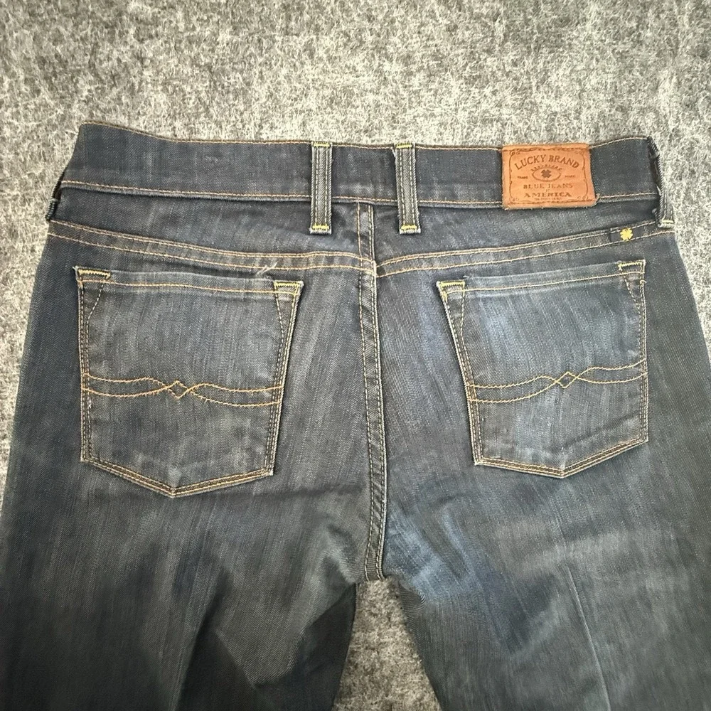 Lucky Brand Women's Size 4/27 Blue Dark Wash Charlie Flare Jeans USA Distressed - Picture 10 of 12